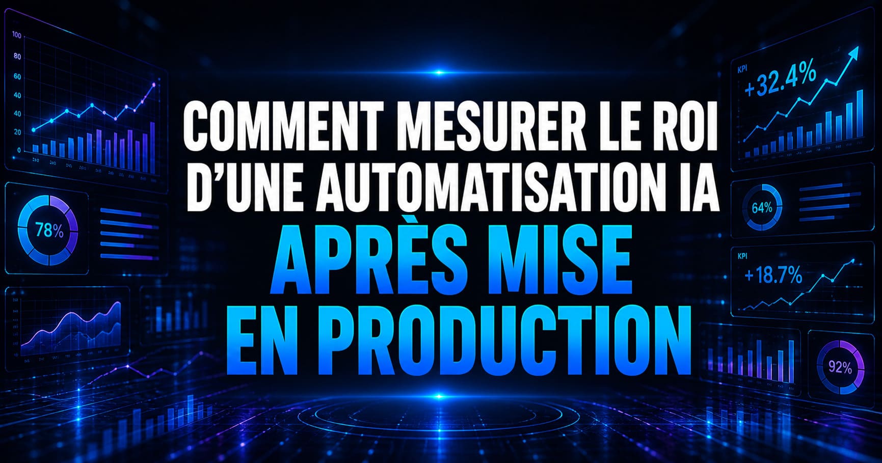 Illustration éditoriale de la mesure du ROI d'une automatisation IA après mise en production