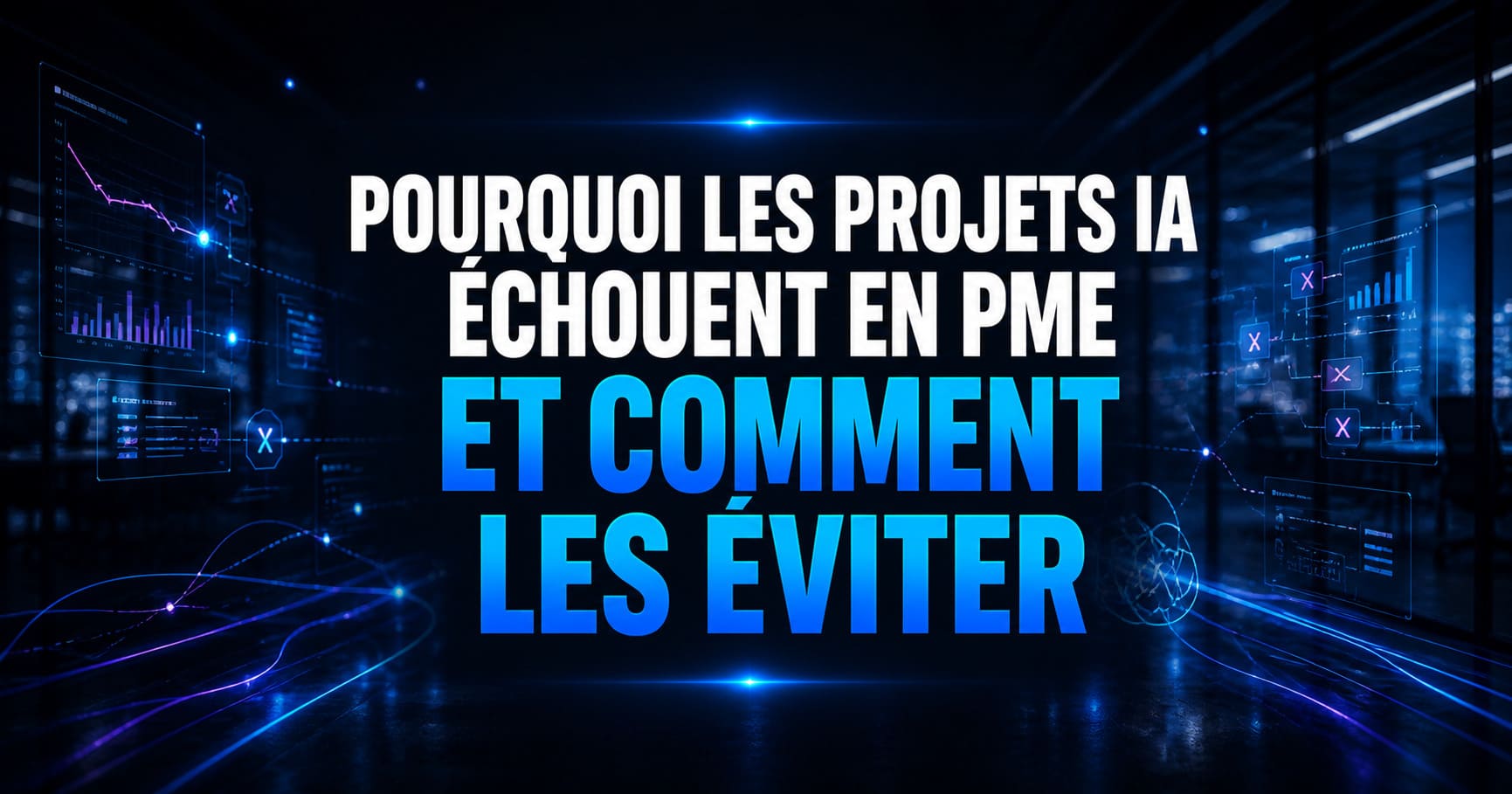 Illustration éditoriale des causes d'échec des projets IA en entreprise