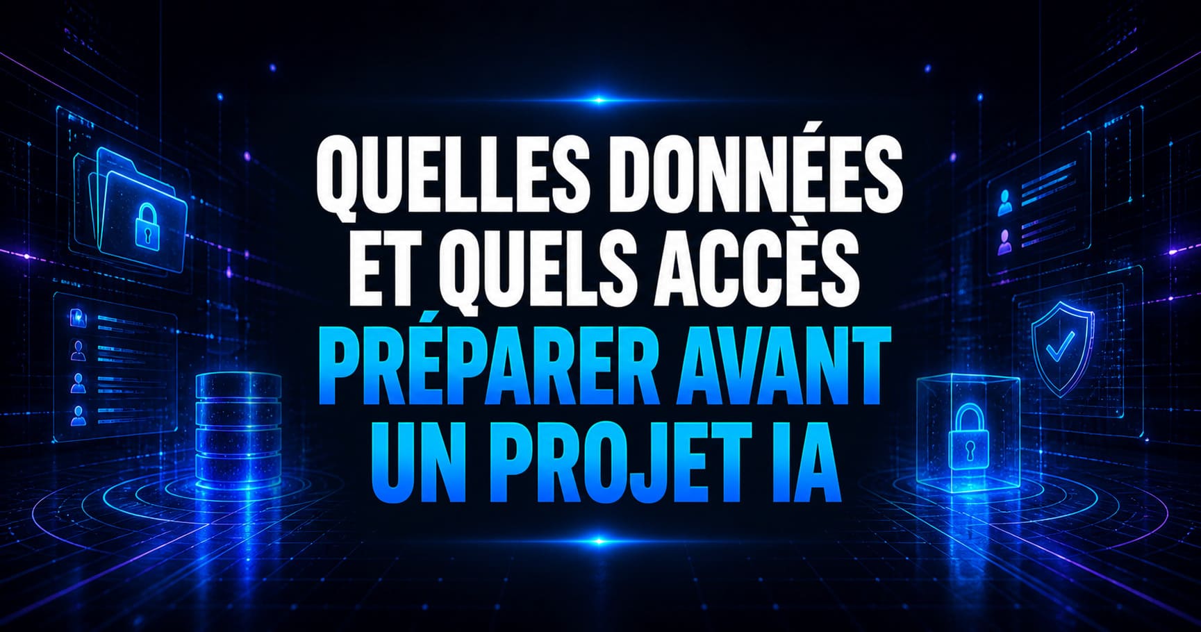 Illustration éditoriale des données et accès à préparer avant un projet IA