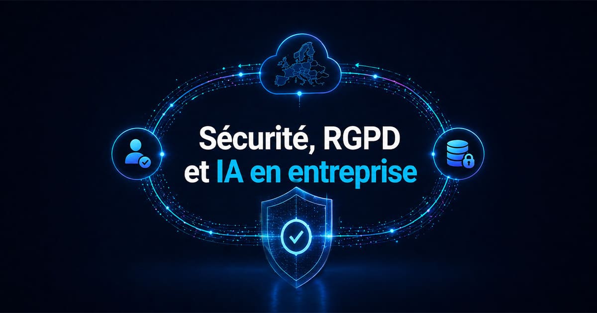 Illustration éditoriale de la sécurité des données et du cadre RGPD pour l'IA