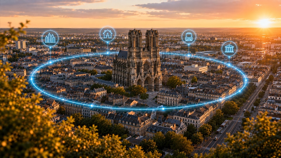 Cathédrale et ville-centre de Reims, plus grande ville de la Marne