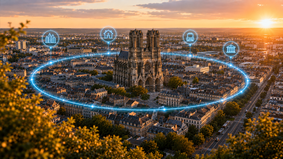 Cathédrale et ville-centre de Reims, plus grande ville de la Marne