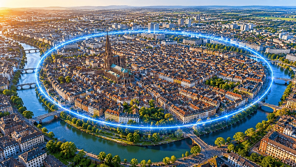 Vue de la ville-centre de Strasbourg