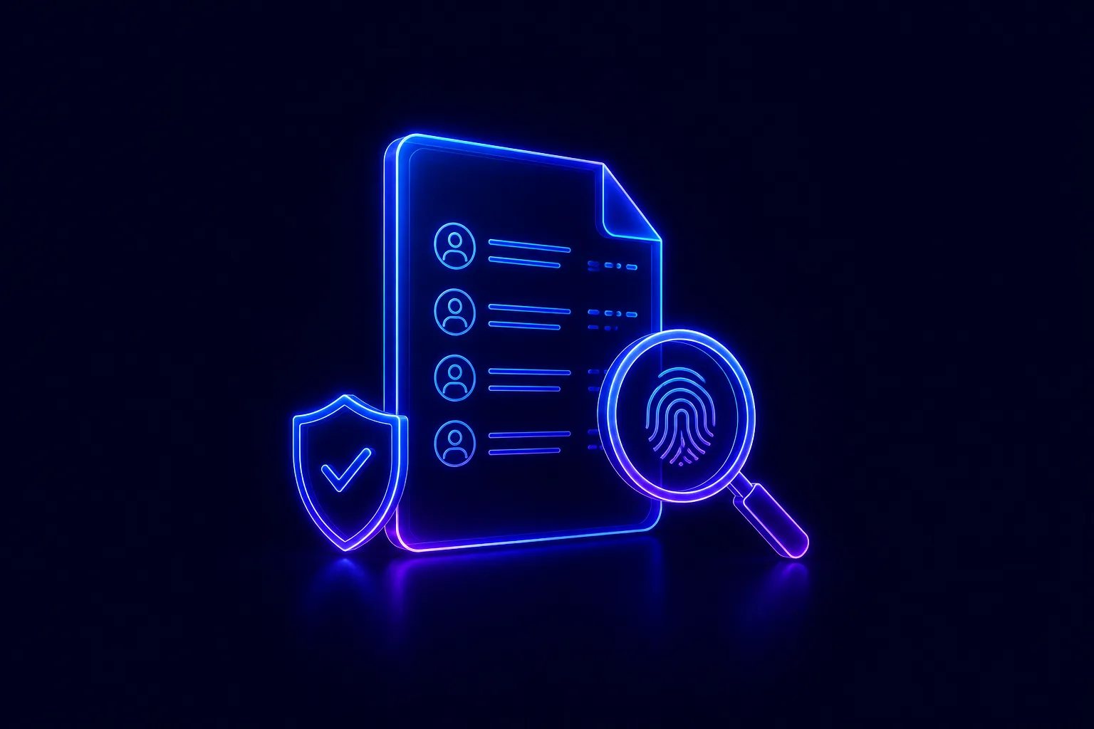 Illustration de journalisation et d'audit avec fiche de suivi et empreinte.