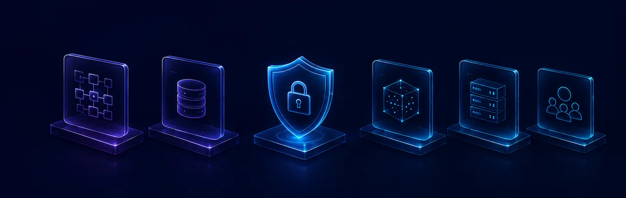 Architecture sécurité Cohivia : automatisation, base de données, bouclier, IA, serveurs et équipe
